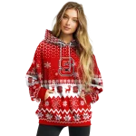 nc state wolfpack reindeer motif red hoodie best selling