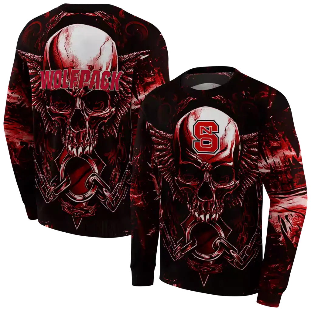 nc state wolfpack skull artwork red black hoodie premium grade nc state wolfpack skull artwork red black hoodie premium grade