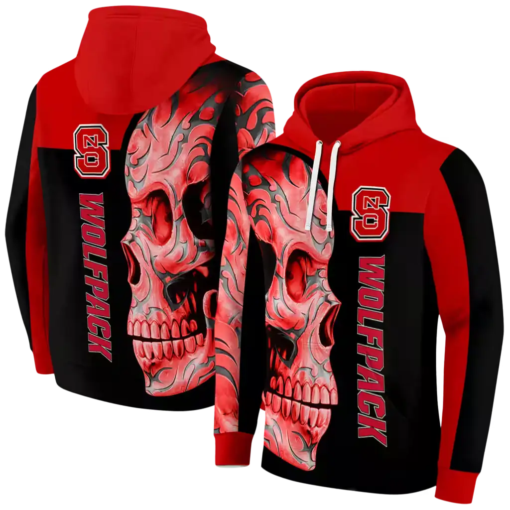 nc state wolfpack skull motif red black hoodie fashion forward nc state wolfpack skull motif red black hoodie fashion forward