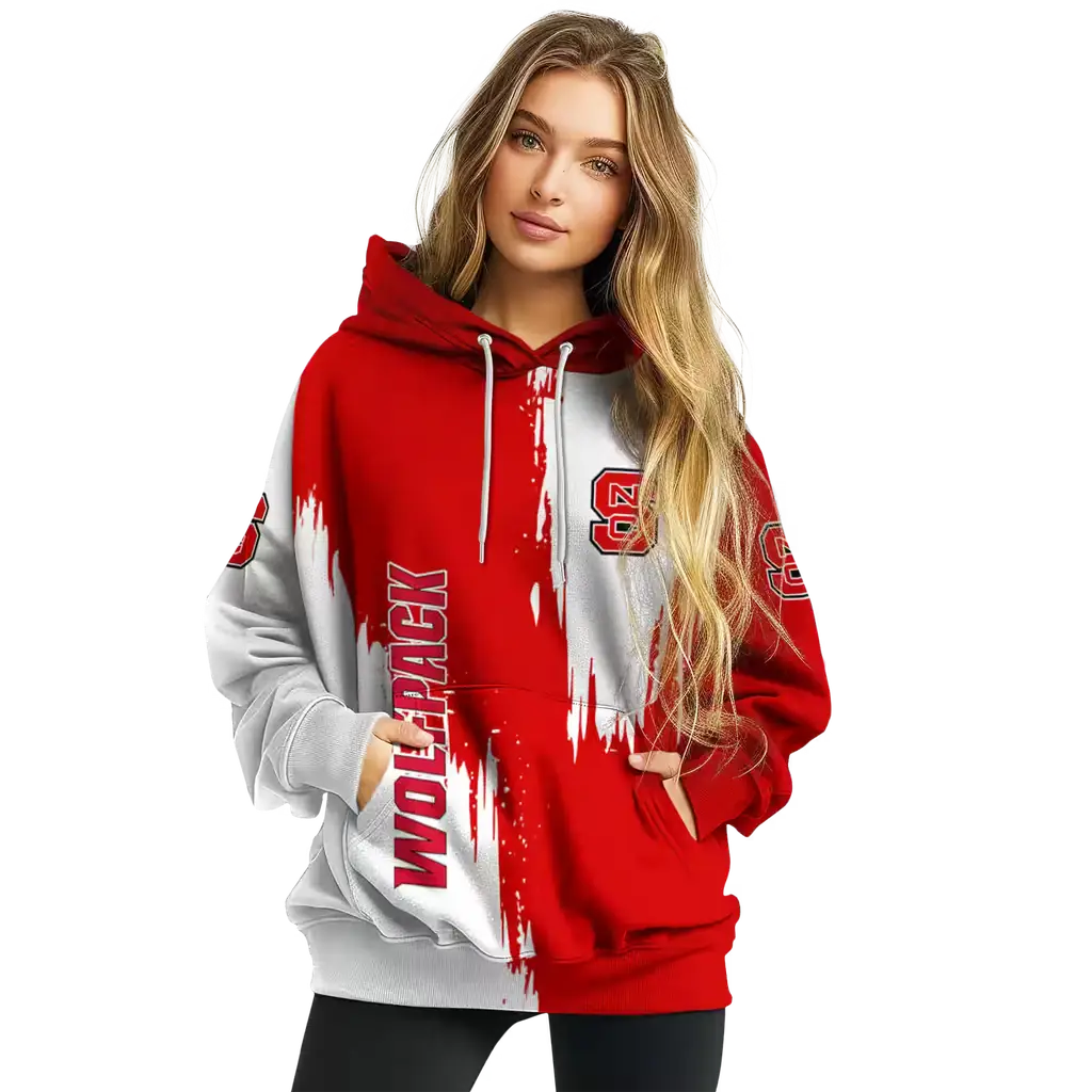 nc state wolfpack splatter effect red hoodie high quality nc state wolfpack splatter effect red hoodie high quality