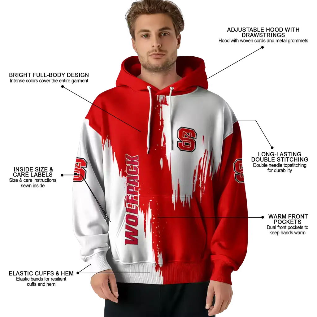 nc state wolfpack splatter effect red hoodie latest model nc state wolfpack splatter effect red hoodie latest model