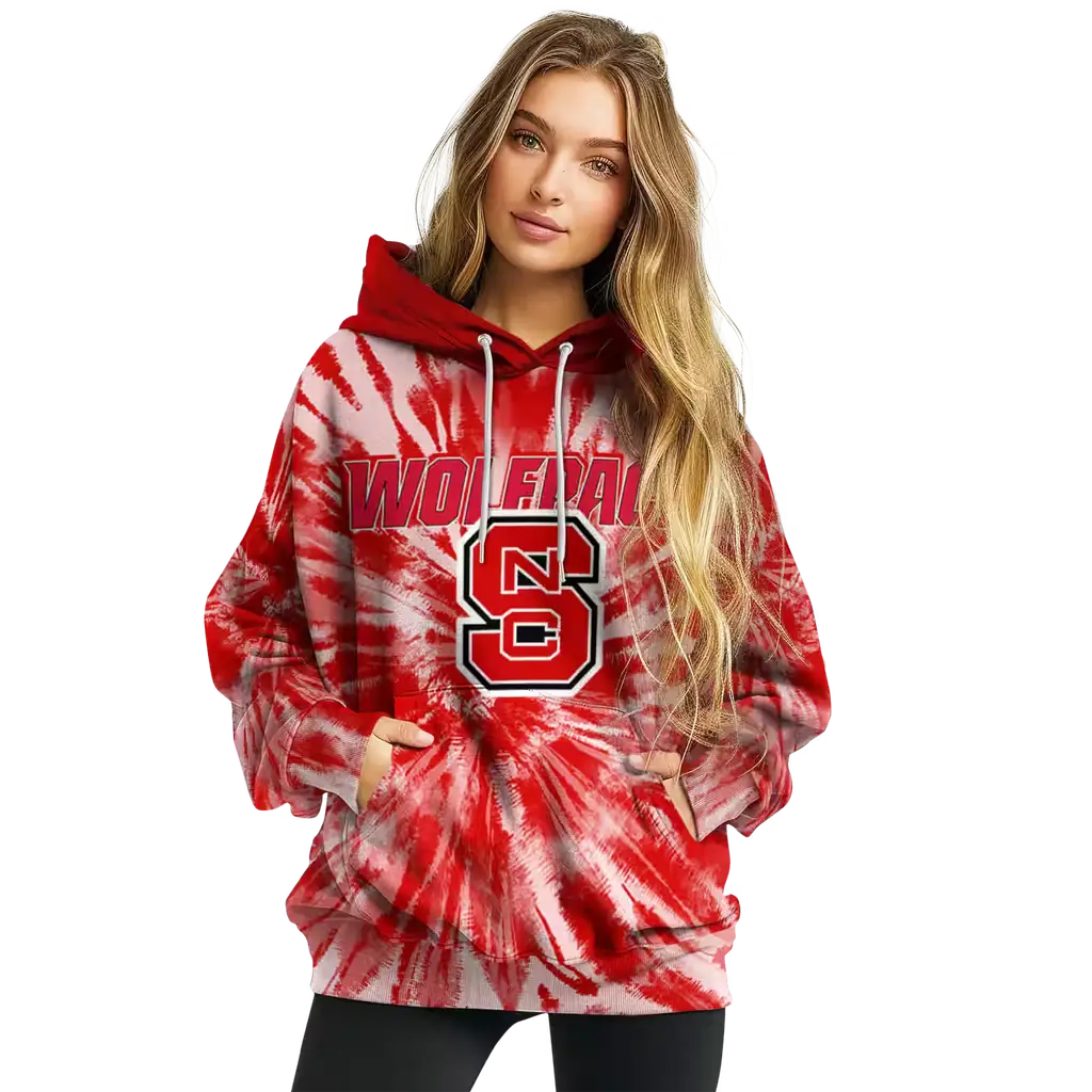 nc state wolfpack tie dye pattern red hoodie high quality nc state wolfpack tie dye pattern red hoodie high quality
