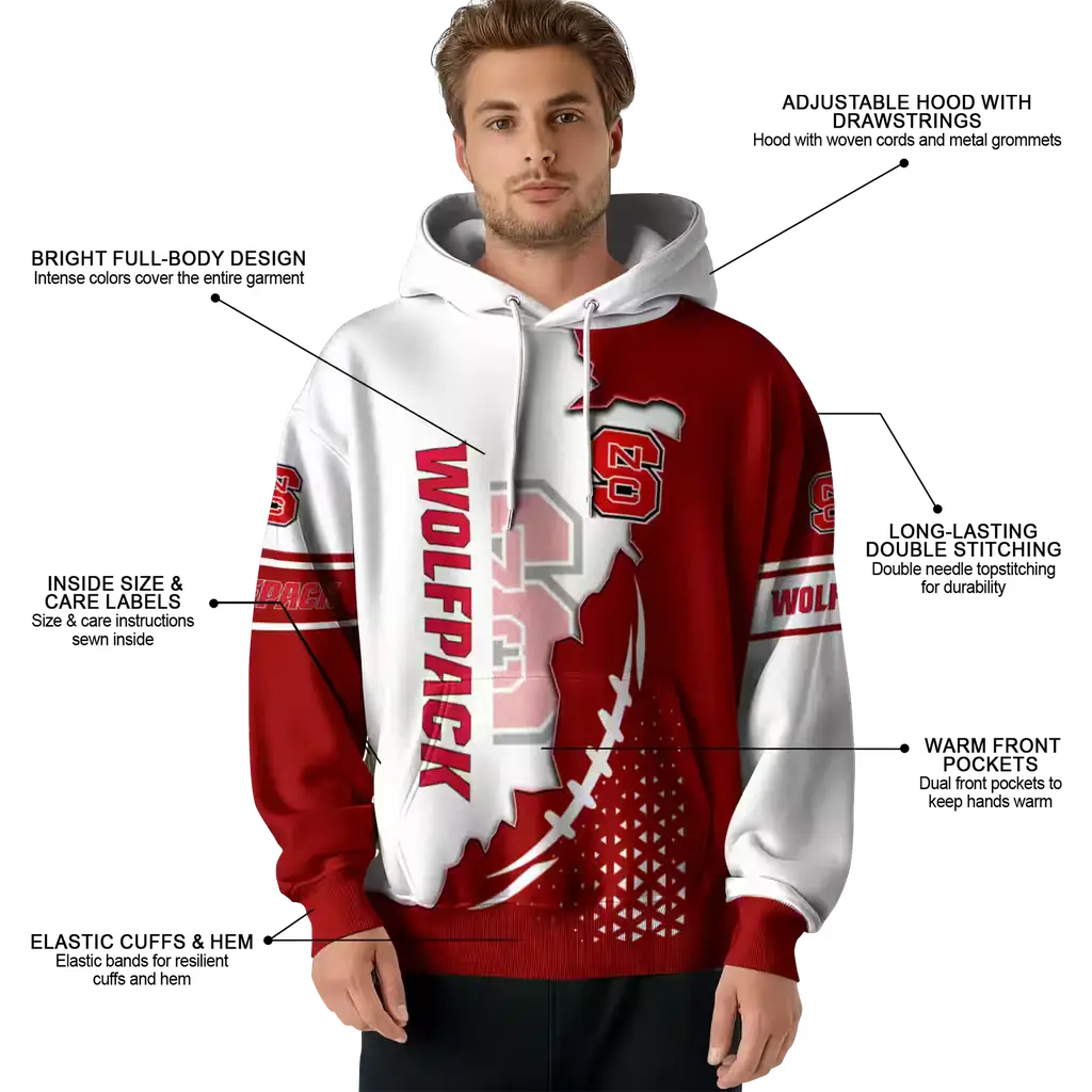 nc state wolfpack triangular pattern red white hoodie latest model nc state wolfpack triangular pattern red white hoodie latest model