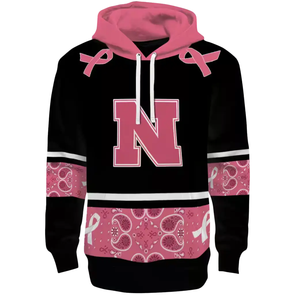 nebraska cornhuskers awareness ribbon black pink hoodie best selling nebraska cornhuskers awareness ribbon black pink hoodie best selling