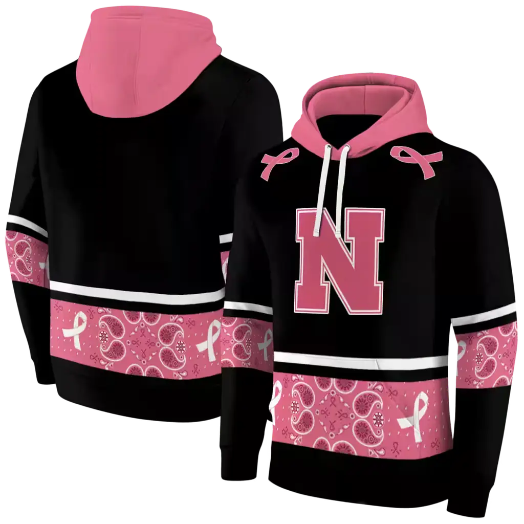 nebraska cornhuskers awareness ribbon black pink hoodie fashion forward nebraska cornhuskers awareness ribbon black pink hoodie fashion forward