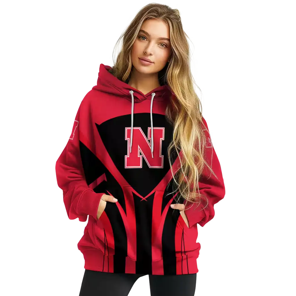 nebraska cornhuskers concentric lines red black hoodie high quality nebraska cornhuskers concentric lines red black hoodie high quality