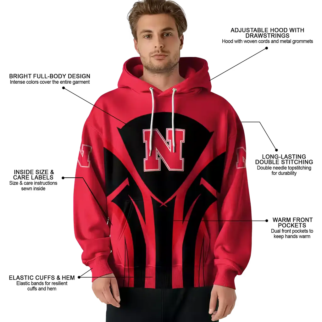 nebraska cornhuskers concentric lines red black hoodie latest model nebraska cornhuskers concentric lines red black hoodie latest model