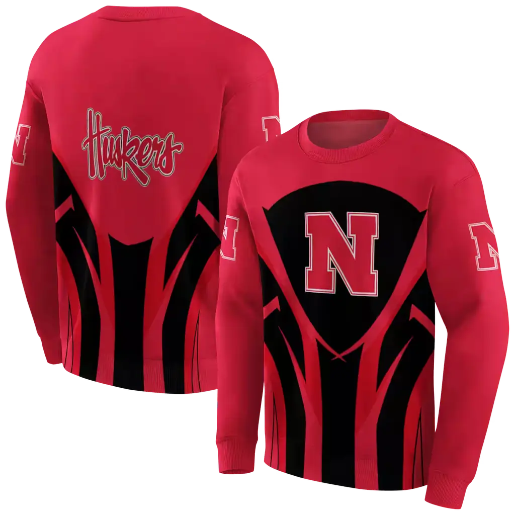 nebraska cornhuskers concentric lines red black hoodie premium grade nebraska cornhuskers concentric lines red black hoodie premium grade