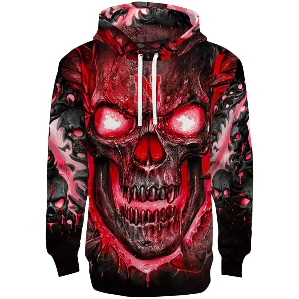 nebraska cornhuskers demonic skull red black hoodie best selling nebraska cornhuskers demonic skull red black hoodie best selling