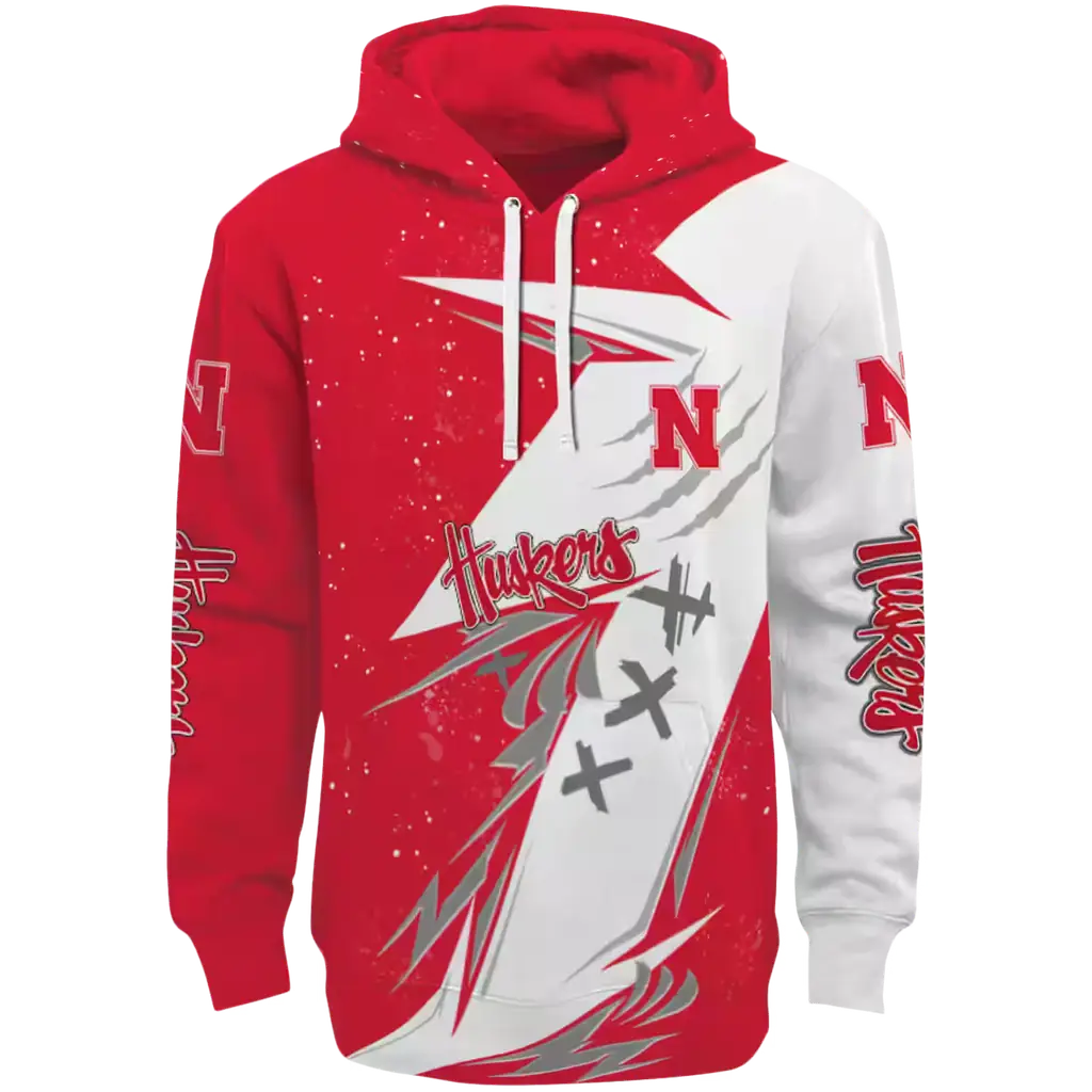 nebraska cornhuskers dynamic slash red white hoodie best selling nebraska cornhuskers dynamic slash red white hoodie best selling