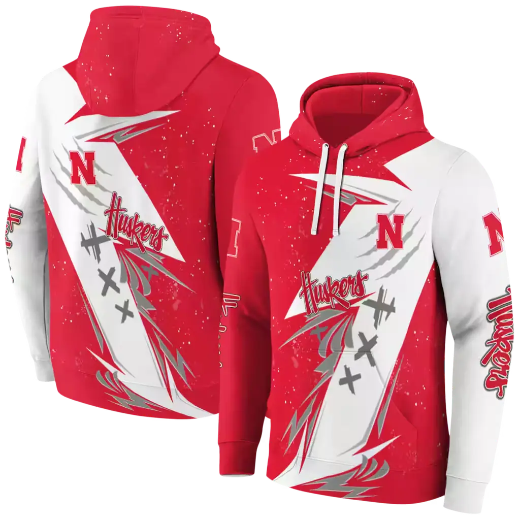 nebraska cornhuskers dynamic slash red white hoodie fashion forward nebraska cornhuskers dynamic slash red white hoodie fashion forward
