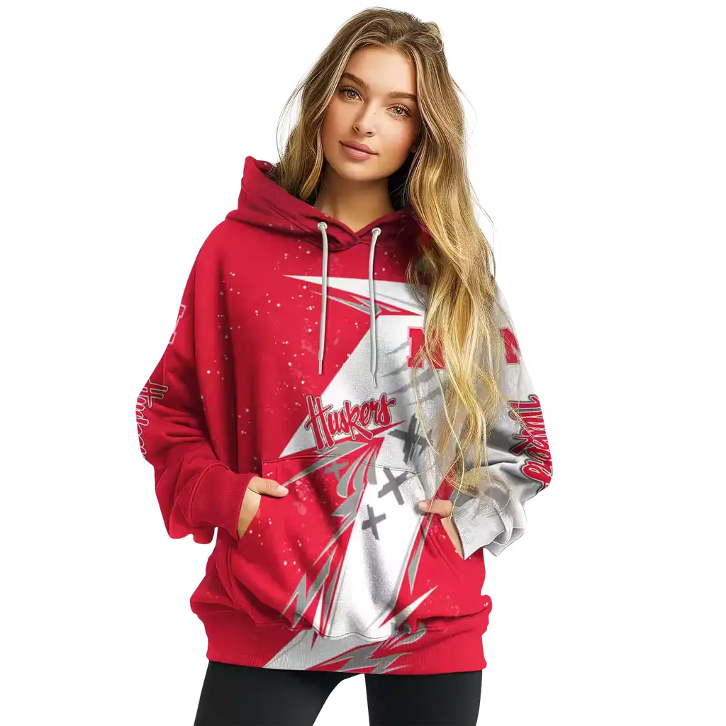 nebraska cornhuskers dynamic slash red white hoodie high quality nebraska cornhuskers dynamic slash red white hoodie high quality