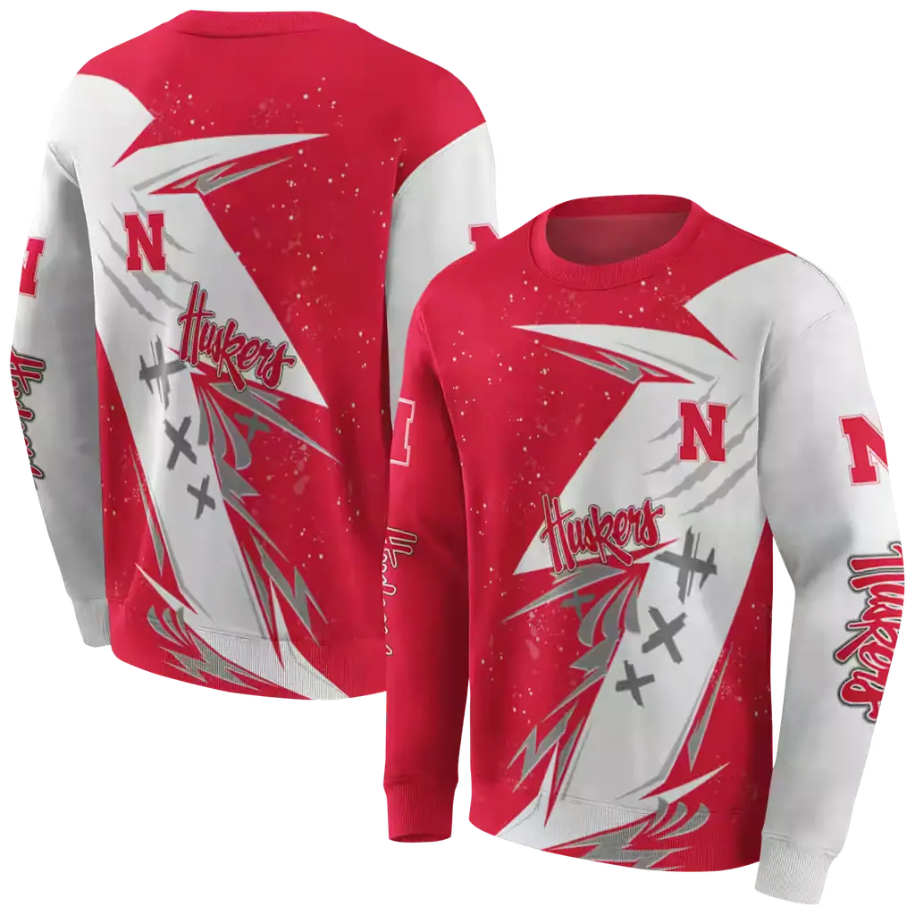 nebraska cornhuskers dynamic slash red white hoodie premium grade nebraska cornhuskers dynamic slash red white hoodie premium grade