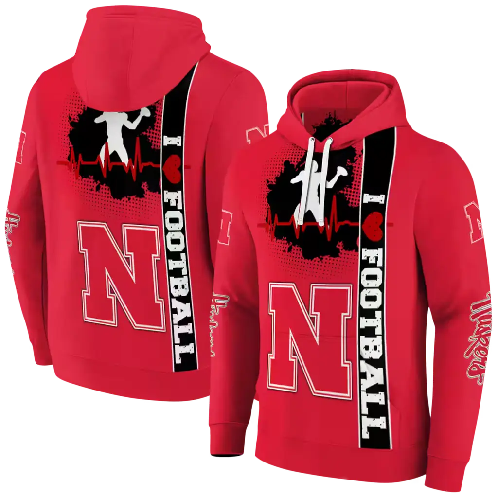 nebraska cornhuskers football heartbeat red hoodie fashion forward nebraska cornhuskers football heartbeat red hoodie fashion forward