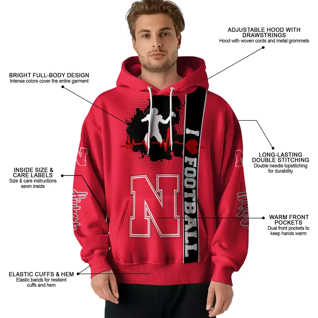 nebraska cornhuskers football heartbeat red hoodie latest model nebraska cornhuskers football heartbeat red hoodie latest model