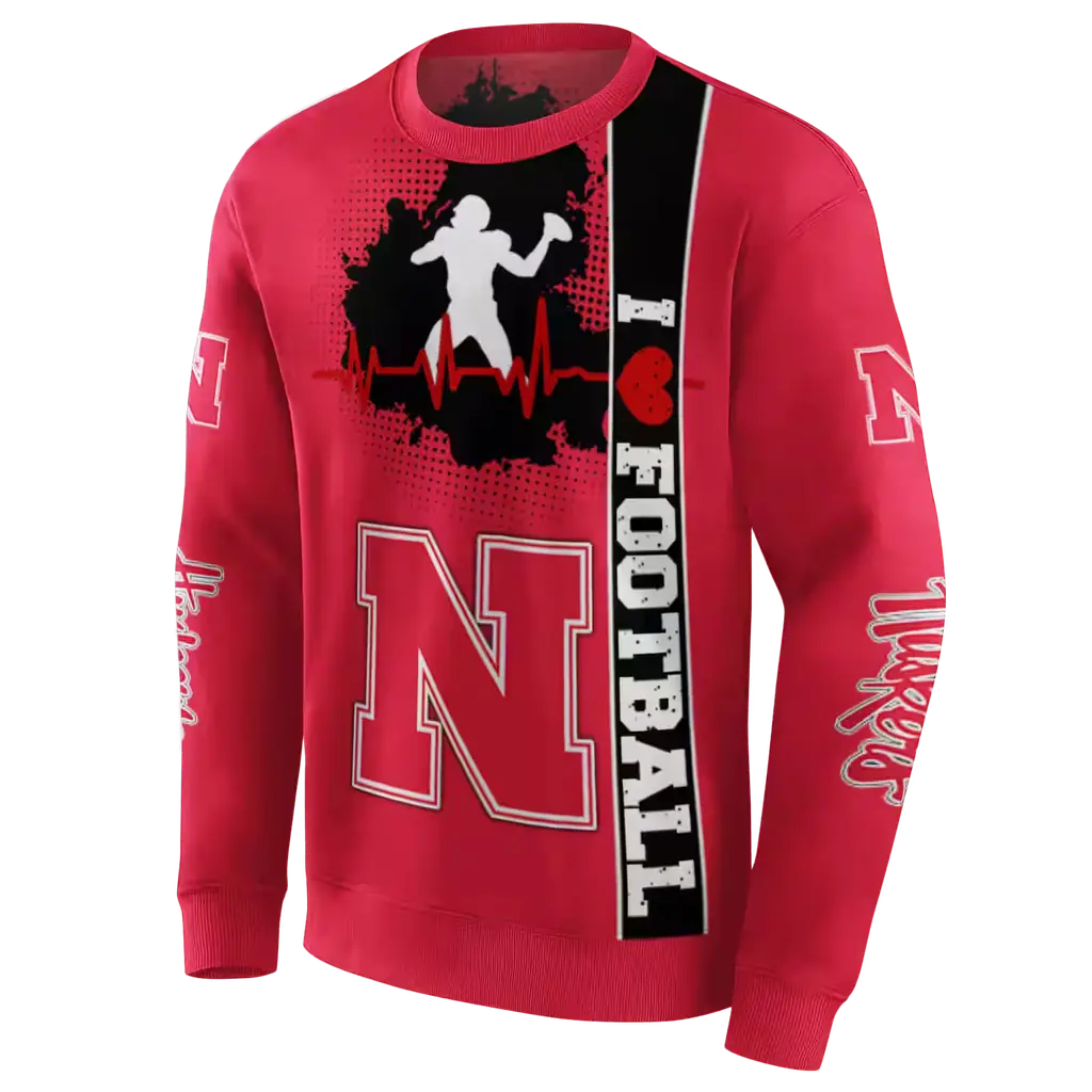 nebraska cornhuskers football heartbeat red hoodie new arrival nebraska cornhuskers football heartbeat red hoodie new arrival
