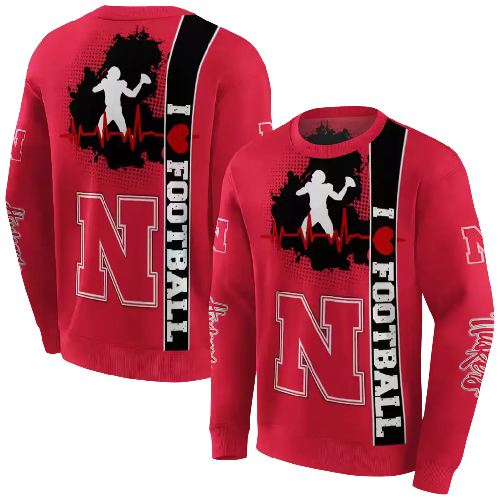 nebraska cornhuskers football heartbeat red hoodie premium grade nebraska cornhuskers football heartbeat red hoodie premium grade