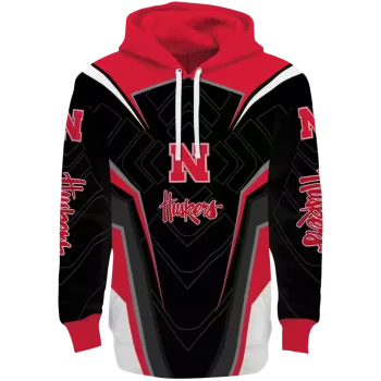 nebraska cornhuskers futuristic pattern red black hoodie best selling