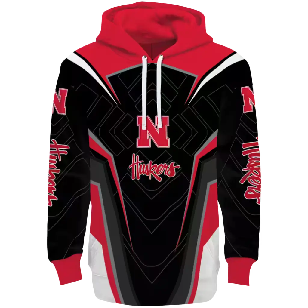 nebraska cornhuskers futuristic pattern red black hoodie best selling nebraska cornhuskers futuristic pattern red black hoodie best selling