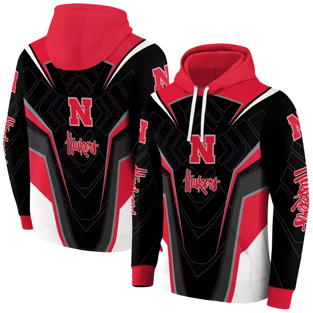nebraska cornhuskers futuristic pattern red black hoodie fashion forward nebraska cornhuskers futuristic pattern red black hoodie fashion forward