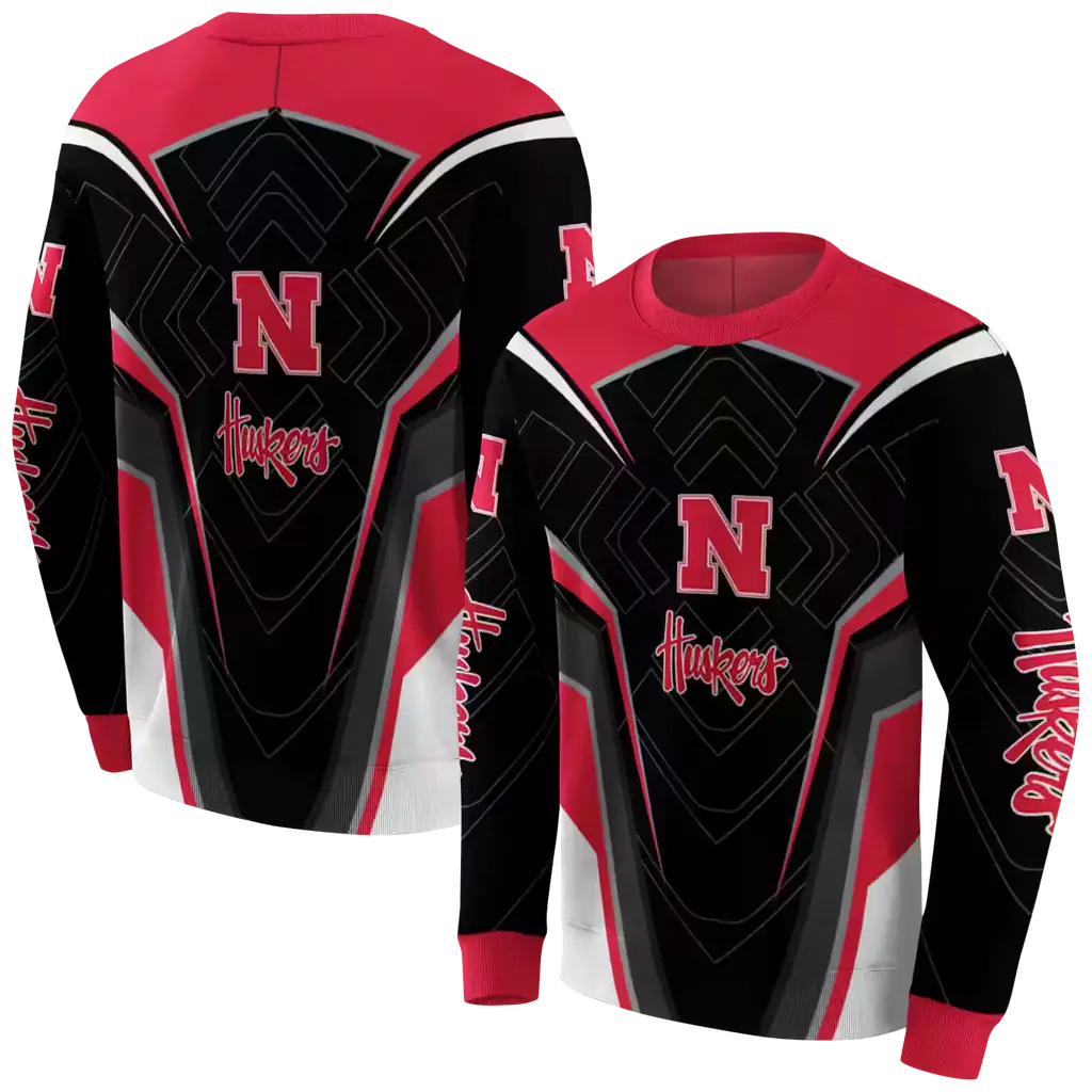 nebraska cornhuskers futuristic pattern red black hoodie premium grade nebraska cornhuskers futuristic pattern red black hoodie premium grade