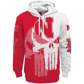 nebraska cornhuskers graphic punisher red white hoodie best selling
