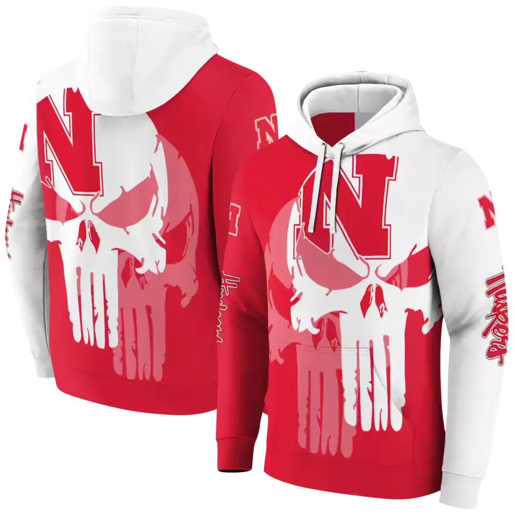 nebraska cornhuskers graphic punisher red white hoodie fashion forward nebraska cornhuskers graphic punisher red white hoodie fashion forward