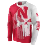 nebraska cornhuskers graphic punisher red white hoodie best selling