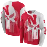 nebraska cornhuskers graphic punisher red white hoodie best selling