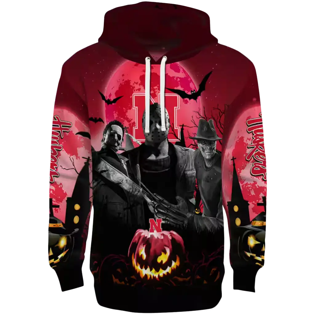 nebraska cornhuskers halloween vibes red black hoodie best selling nebraska cornhuskers halloween vibes red black hoodie best selling