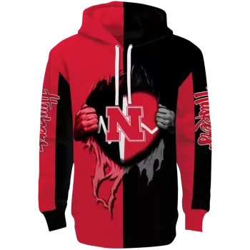 nebraska cornhuskers heartbeat graphic red hoodie best selling