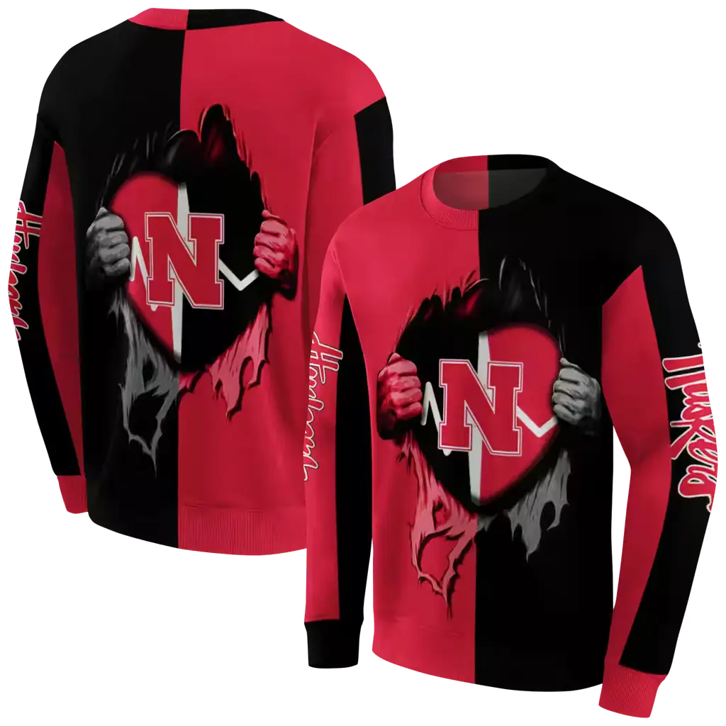 nebraska cornhuskers heartbeat graphic red hoodie premium grade nebraska cornhuskers heartbeat graphic red hoodie premium grade