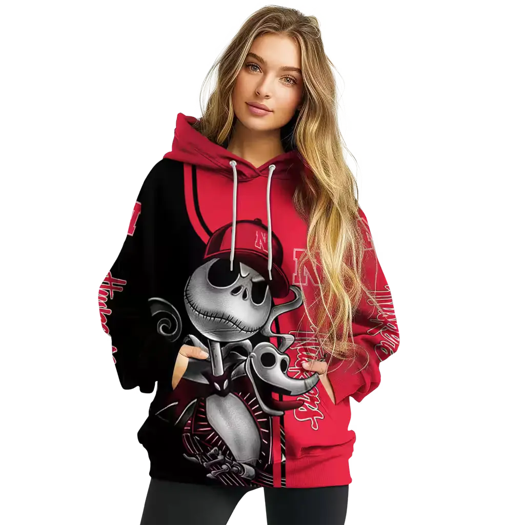 nebraska cornhuskers jack skellington red hoodie high quality nebraska cornhuskers jack skellington red hoodie high quality