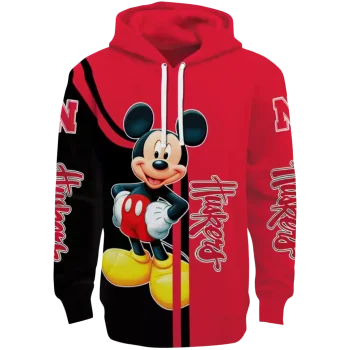 nebraska cornhuskers mickey mouse red black hoodie best selling