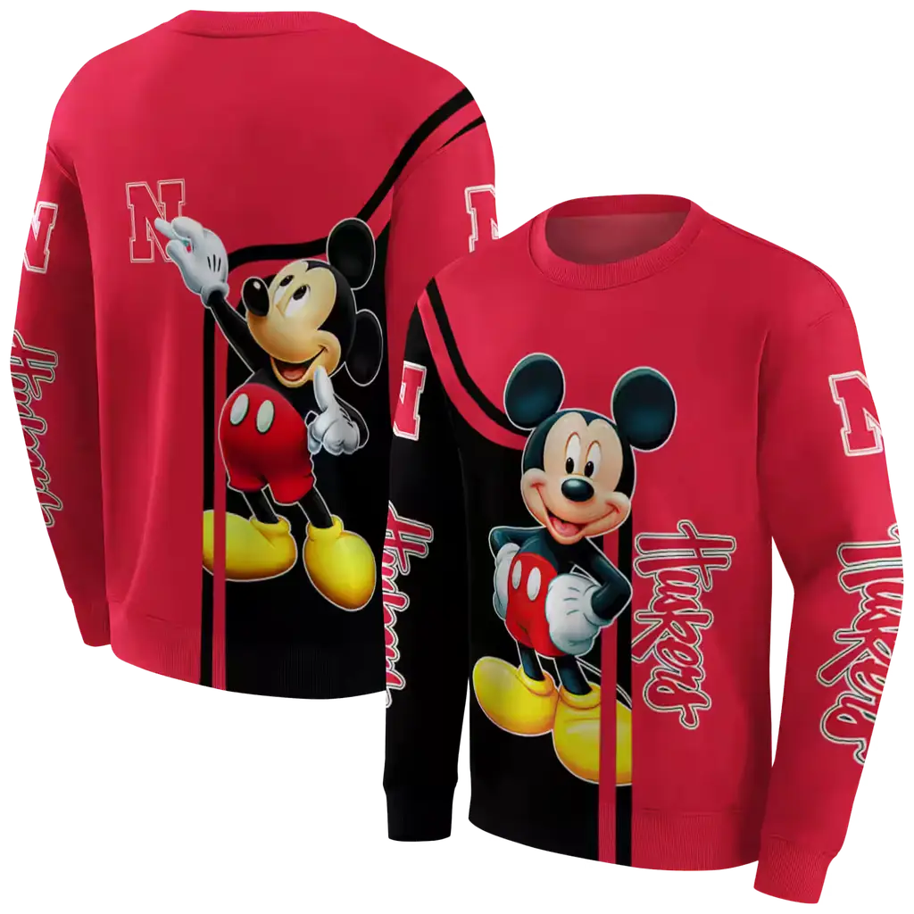 nebraska cornhuskers mickey mouse red black hoodie premium grade nebraska cornhuskers mickey mouse red black hoodie premium grade