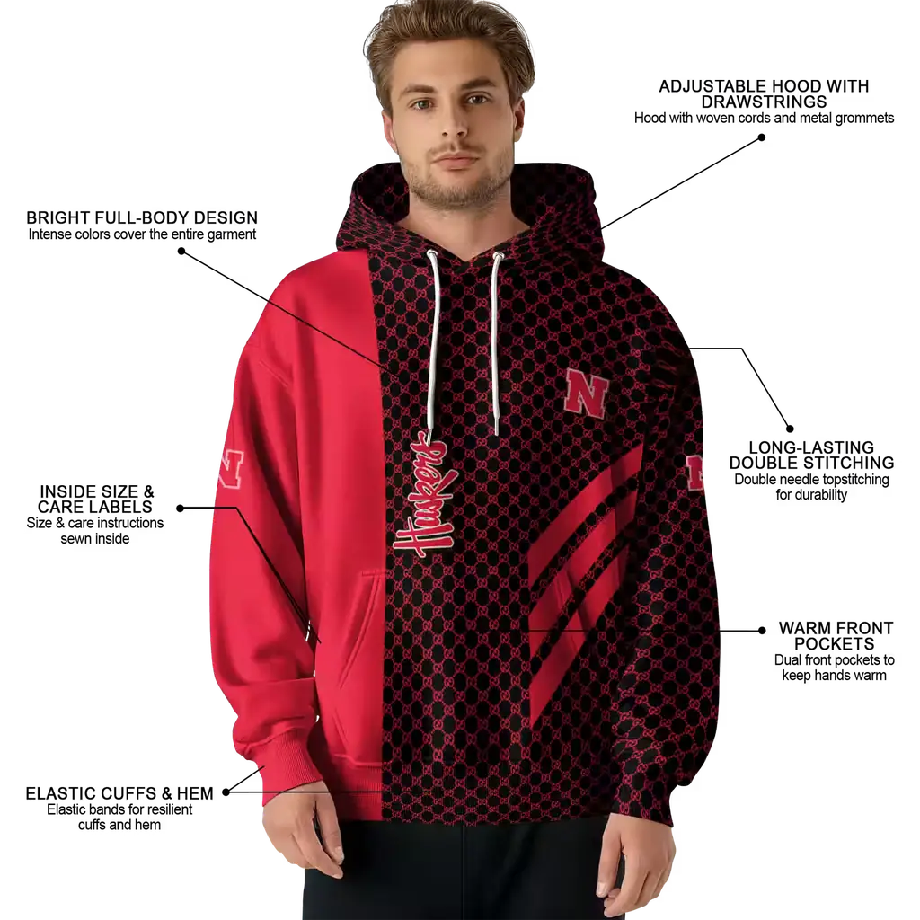 nebraska cornhuskers monogram pattern red hoodie latest model nebraska cornhuskers monogram pattern red hoodie latest model