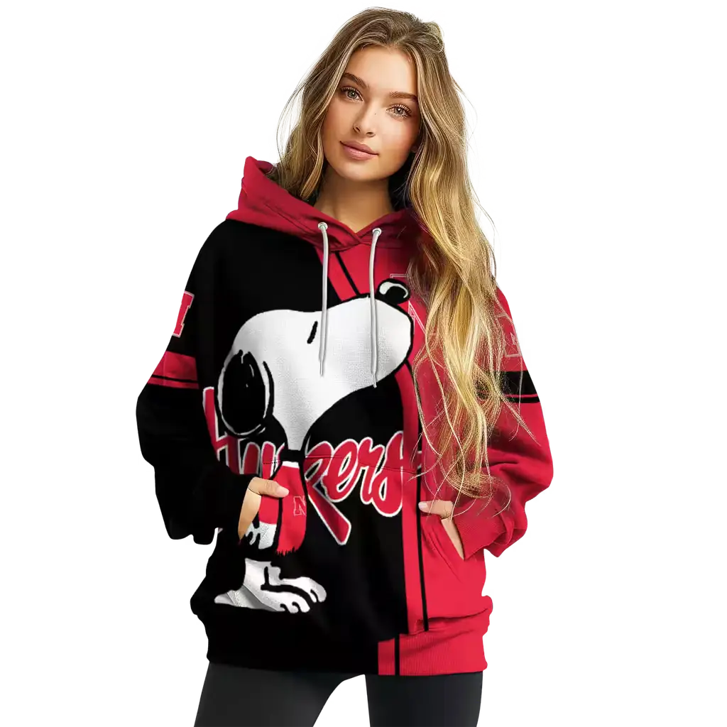 nebraska cornhuskers playful snoopy red hoodie high quality nebraska cornhuskers playful snoopy red hoodie high quality