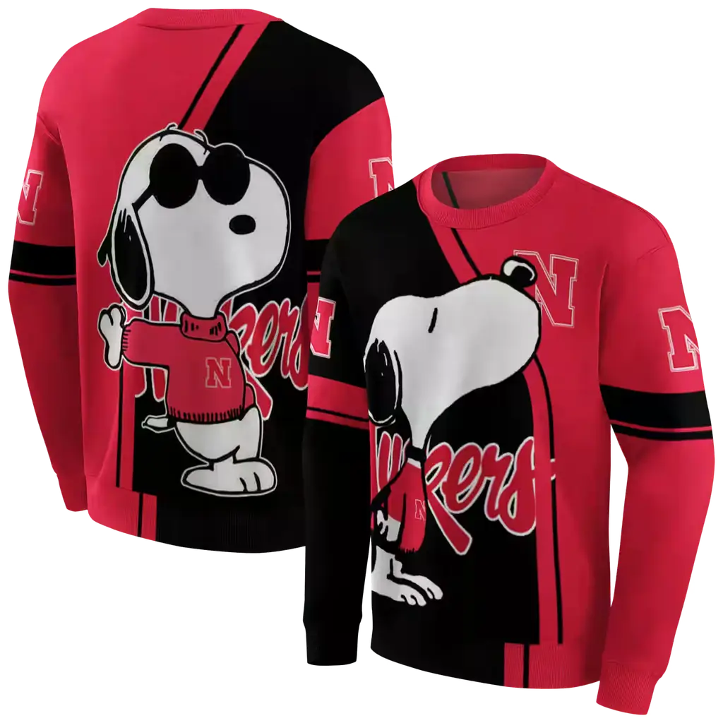 nebraska cornhuskers playful snoopy red hoodie premium grade nebraska cornhuskers playful snoopy red hoodie premium grade
