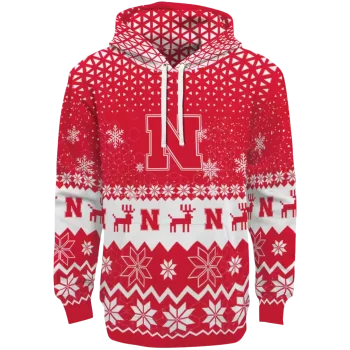 nebraska cornhuskers reindeer motif red hoodie best selling