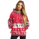 nebraska cornhuskers reindeer motif red hoodie best selling