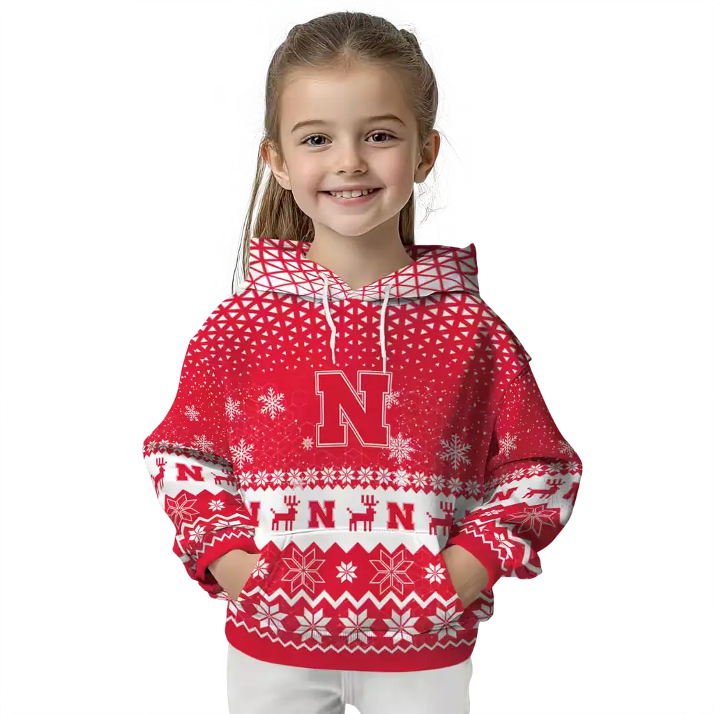 nebraska cornhuskers reindeer motif red hoodie top rated nebraska cornhuskers reindeer motif red hoodie top rated