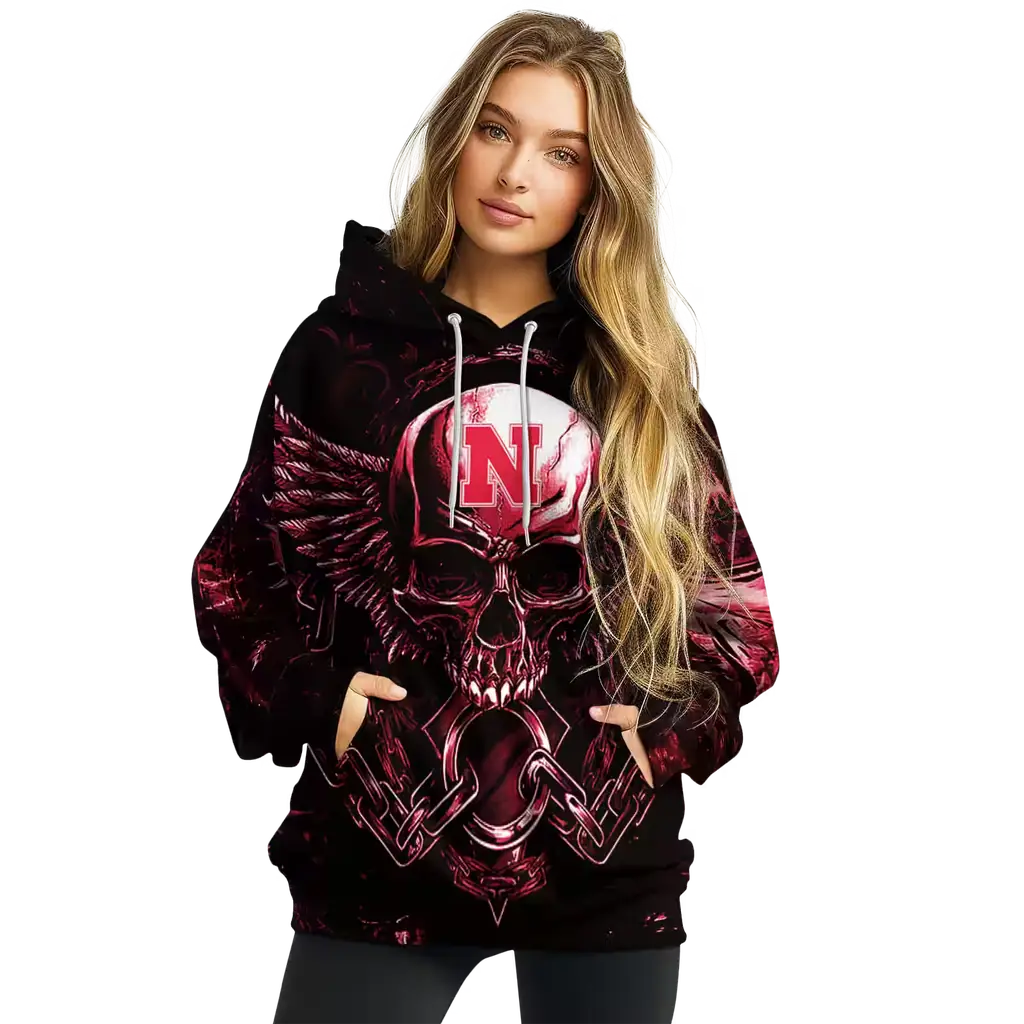 nebraska cornhuskers skull artwork red black hoodie high quality nebraska cornhuskers skull artwork red black hoodie high quality
