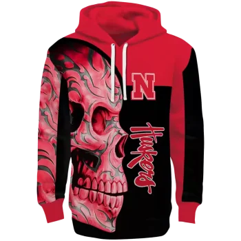 nebraska cornhuskers skull motif red black hoodie best selling