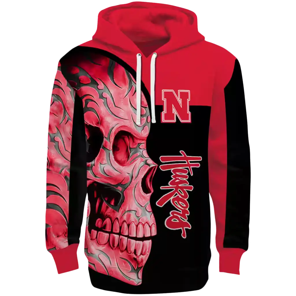 nebraska cornhuskers skull motif red black hoodie best selling nebraska cornhuskers skull motif red black hoodie best selling