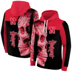 nebraska cornhuskers skull motif red black hoodie best selling