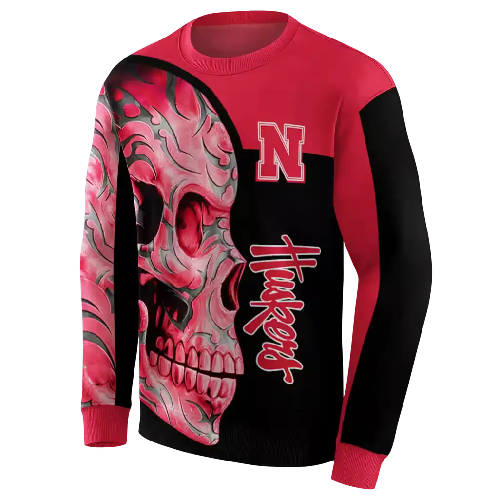nebraska cornhuskers skull motif red black hoodie new arrival nebraska cornhuskers skull motif red black hoodie new arrival