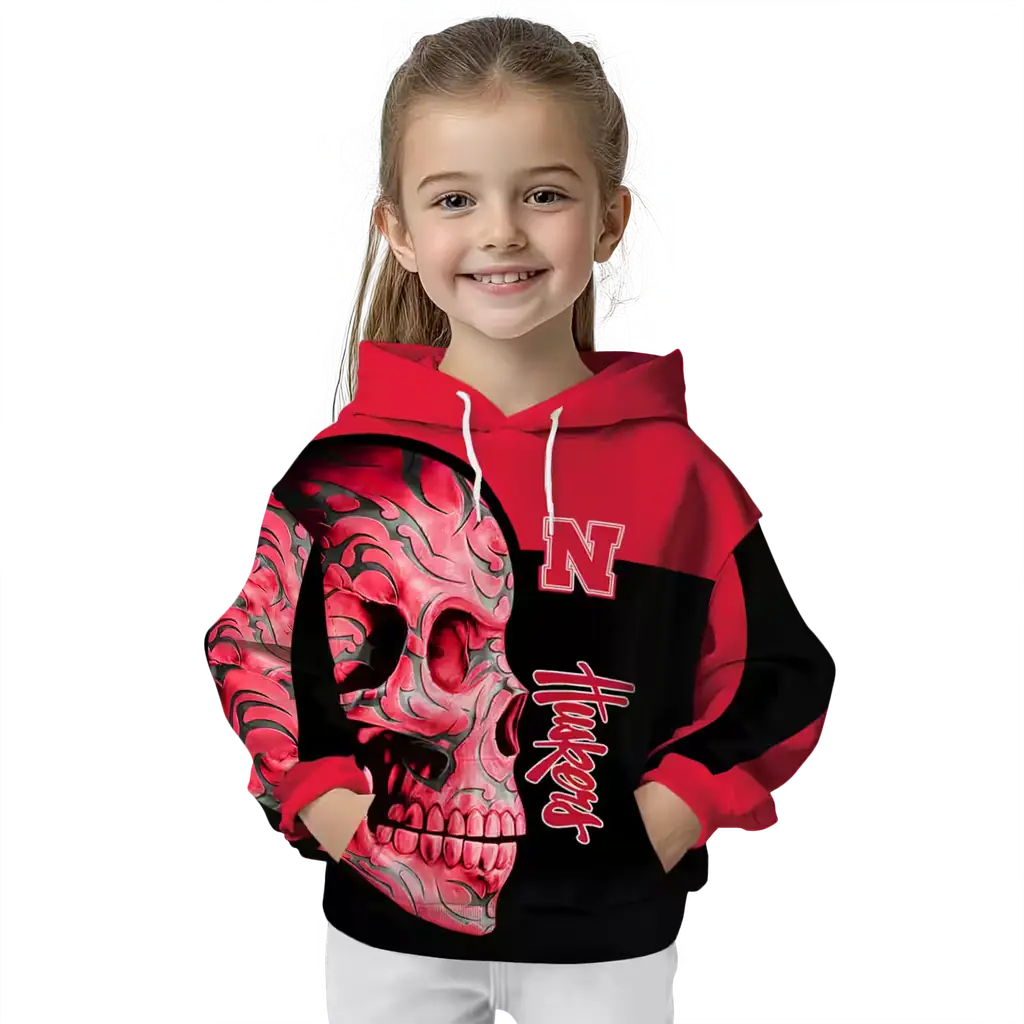 nebraska cornhuskers skull motif red black hoodie top rated nebraska cornhuskers skull motif red black hoodie top rated