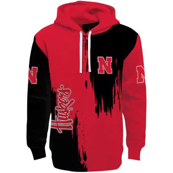 nebraska cornhuskers splatter effect red hoodie best selling