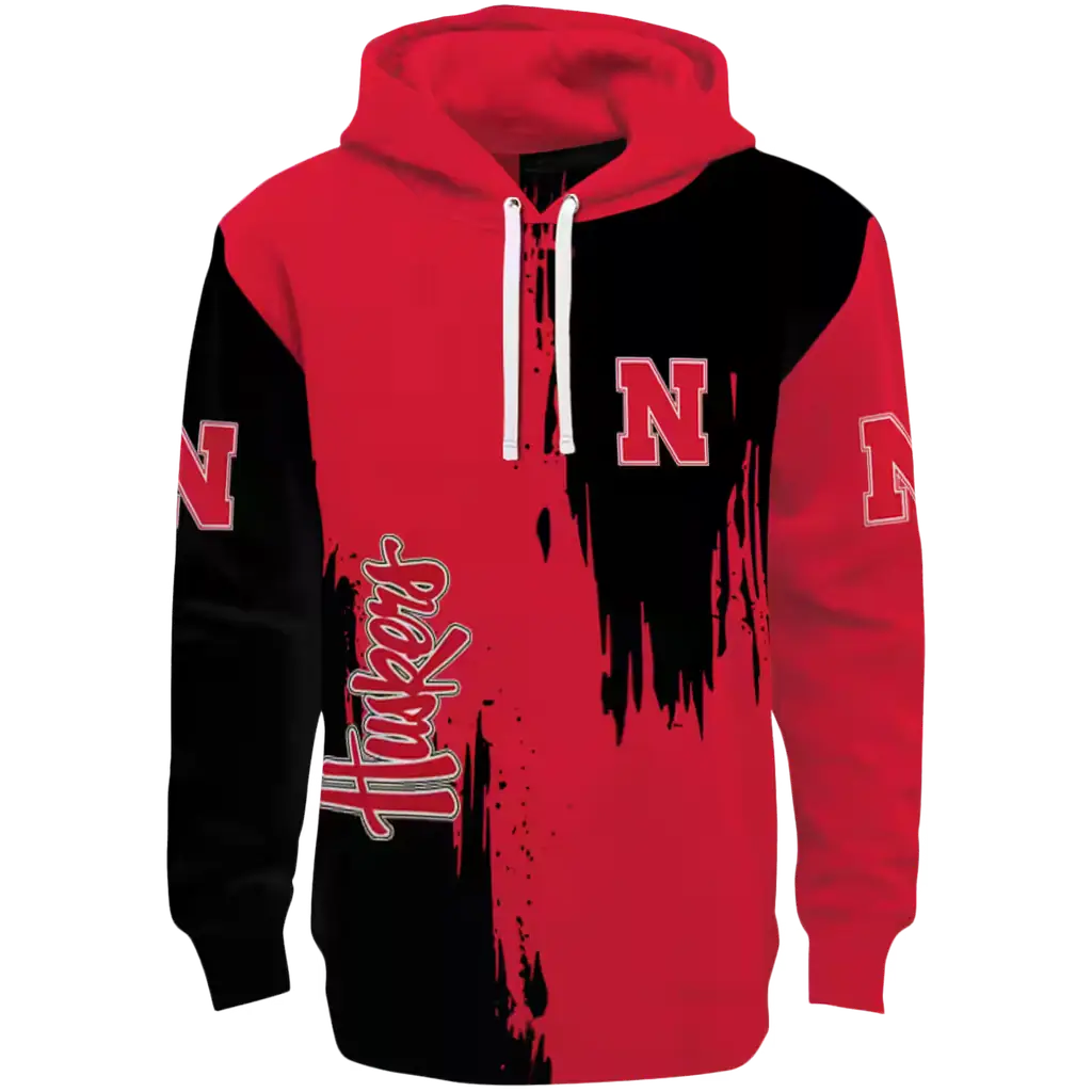 nebraska cornhuskers splatter effect red hoodie best selling nebraska cornhuskers splatter effect red hoodie best selling