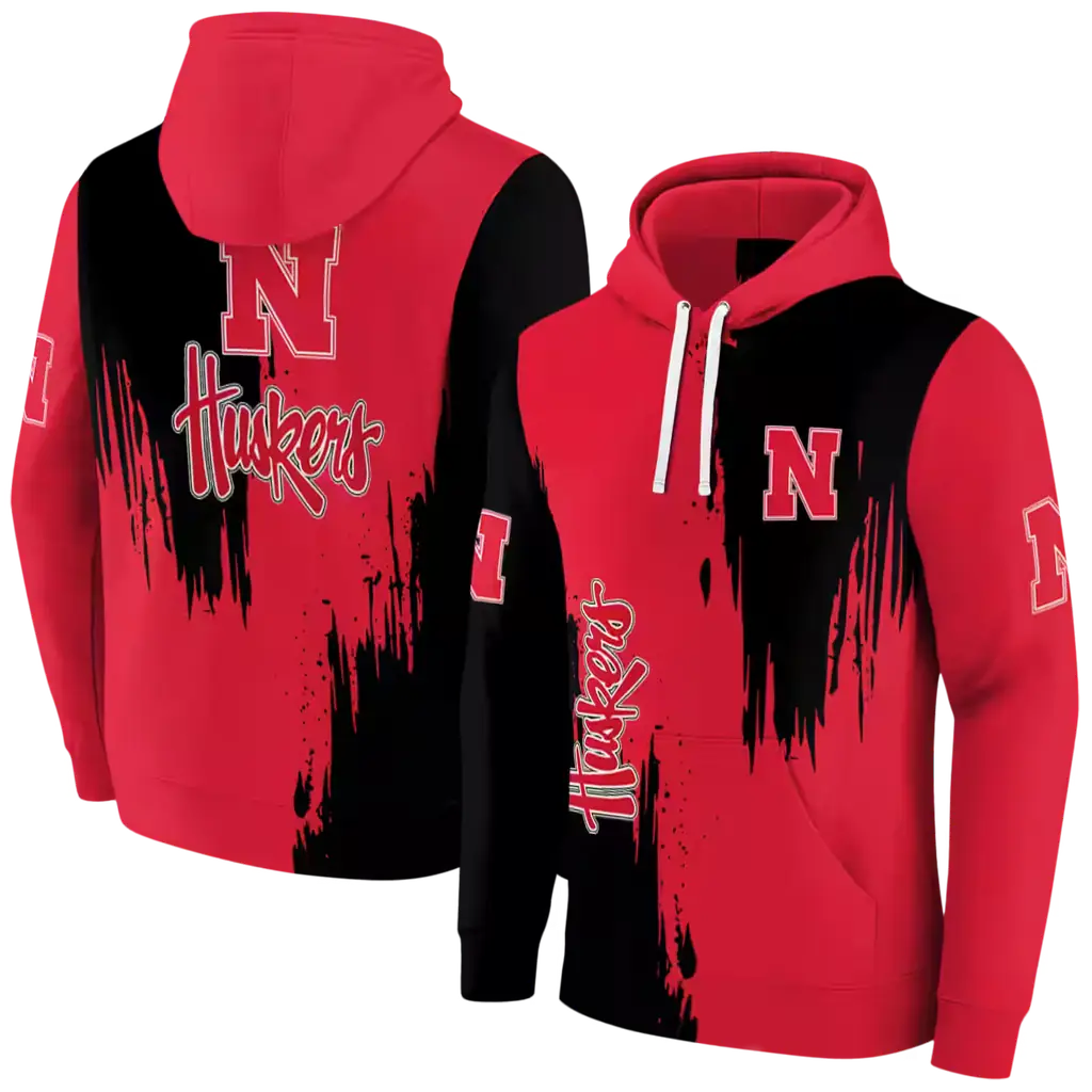 nebraska cornhuskers splatter effect red hoodie fashion forward nebraska cornhuskers splatter effect red hoodie fashion forward